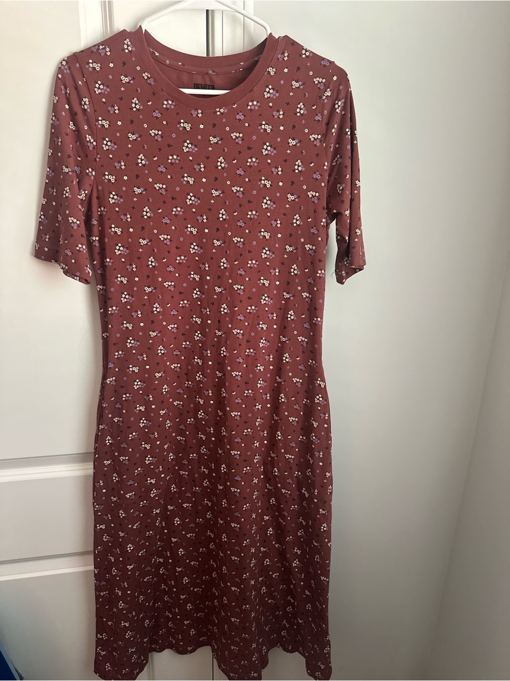 Duluth Trading Co Dusty Rose Floral Midi Dress or Nightgown. Organic Cotton